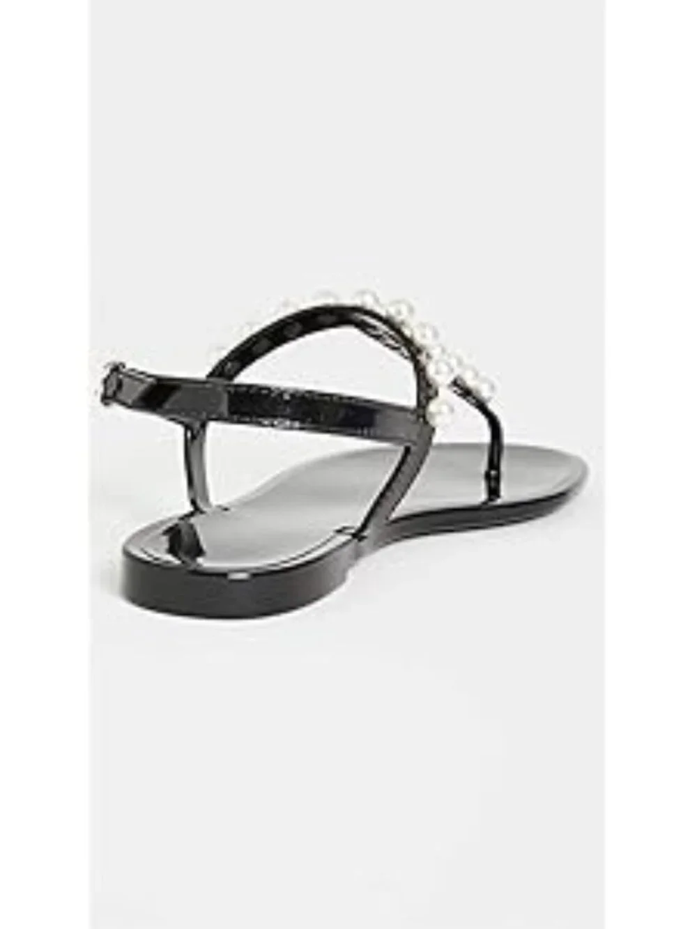 Stuart Weitzman Pearl Detail Black Goldie Jelly Sandals Size 5